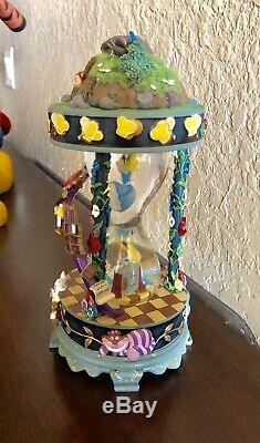 RARE Disney Alice In Wonderland Hourglass Snowglobe Music Box