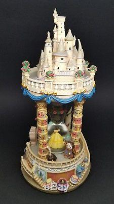 RARE Disney Beauty and The Beast Hourglass Musical Light-Up Snowglobe Belle