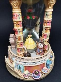 RARE Disney Beauty and The Beast Hourglass Musical Light-Up Snowglobe Belle