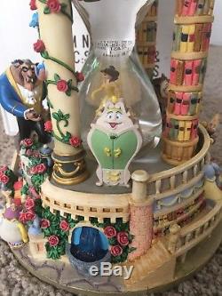 RARE Disney Beauty and the Beast Hourglass Musical Light-Up Snowglobe