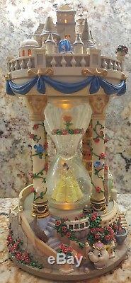 RARE Disney Beauty and the Beast Rose Hourglass Musical Light Up Snowglobe