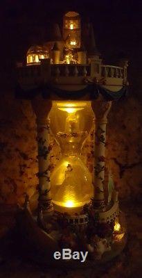 RARE Disney Beauty and the Beast Rose Hourglass Musical Light Up Snowglobe