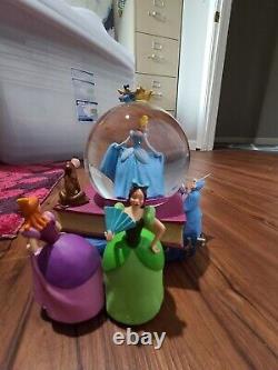 RARE! Disney Cinderella Books Snow Globe Dream is a Wish Music Box