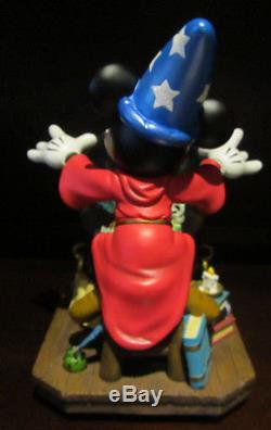 RARE Disney Fantasia Sorcerer Mickey Mouse Castle Themeparks Snowglobe Music Box