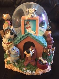 RARE Disney Large Dogs Musical SNOWGLOBE Picture frame RETIRED
