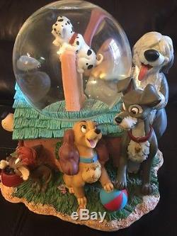 RARE Disney Large Dogs Musical SNOWGLOBE Picture frame RETIRED