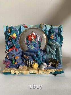 RARE Disney Little Mermaid Book Double Sided Musical Under The Sea Snow Globe