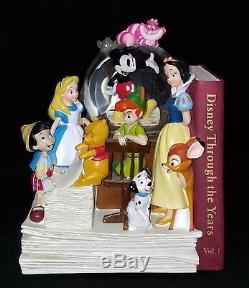 RARE Disney MUSICAL SNOW GLOBE BOOKEND Book End Pooh Baloo Mickey Pan Alice 101