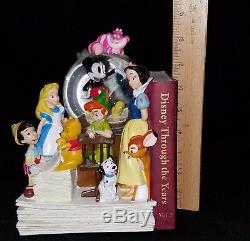 RARE Disney MUSICAL SNOW GLOBE BOOKEND Book End Pooh Baloo Mickey Pan Alice 101