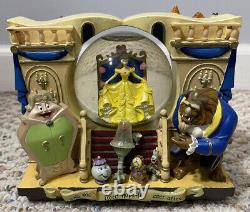 RARE Disney Parks Beauty & The Beast Storybook Double-Sided Musical Snow Globe