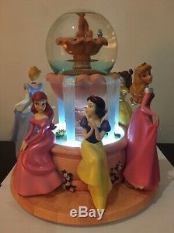 RARE Disney Princess Musical Snowglobe Retired Wishing Fountain Lights Up VHTF