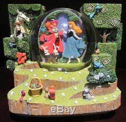 RARE Disney Sleeping Beauty Storybook Double Sided Fairies Snowglobe Music box