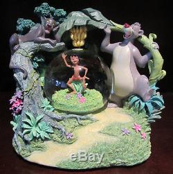 RARE Disney The Jungle Book Bagheera Mowgli Baloo Bananas Snowglobe Music Box