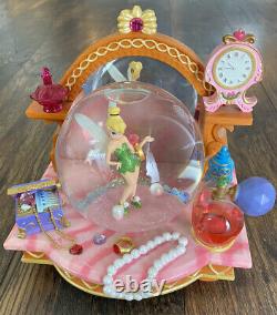 RARE Disney Tinker Bell THE PINK VANITY Musical Snow globe Peter Pan