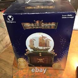 RARE Lrg Snow Globe Pirates of the Caribbean Worlds End Light Up Music Box NEW