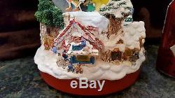 RARE Musical Disney DOUBLE SNOW WATER GLOBE Tinkerbell Rotates on Top of TREE