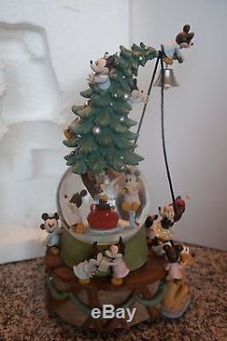 RARE NIB Disney 75th Anniversary Mickey Minnie Mouse Christmas Tree Snow Globe