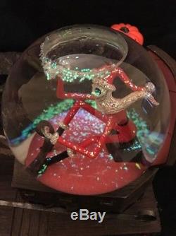 RARE Nightmare Before Christmas Santa Jack Bone Deer Sleigh Snow Globe Disney