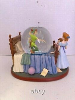 Rare Disney Exclusive Peter Pan In Bedroom Figurine Snow Globe with box