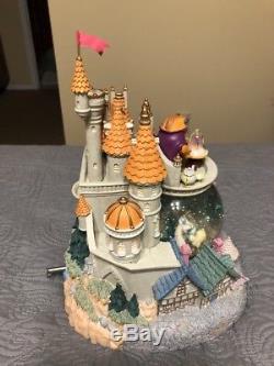 Rare Disney Huge Beauty & The Beast Village Lighted Blower Castle Snow Globe