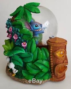 Rare Disney Lilo & Stitch Light Up Musical Snow Globe Tiki Hut HTF