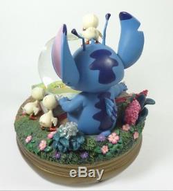 Rare Disney Lilo and Stitch with Baby Ducks Music Box Snowglobe Snow Globe