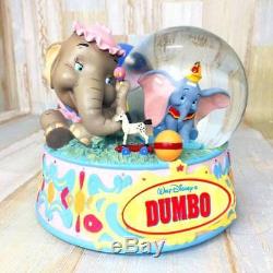 Rare! Disney Parent & Child dumbo Jumbo Snow Globe Dome Figure Music Box