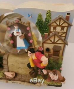Rare Disney Parks StoryBook Snow Globe 2 Sided Musical beauty and the beast