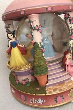 Rare Disney Revolving Princess Large Snow Globe Musical With Lights Excellent