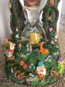 Rare Disney Snow White And The Seven Dwarfs Hourglass Snowglobe Lightup/Sound