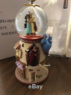 Rare Disney Snowglobe Aladdin Jasmine Tower with light and Music HTF Tower Box