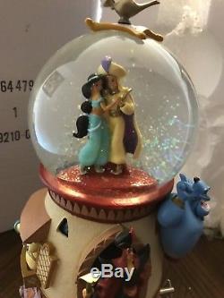 Rare Disney Snowglobe Aladdin Jasmine Tower with light and Music HTF Tower Box
