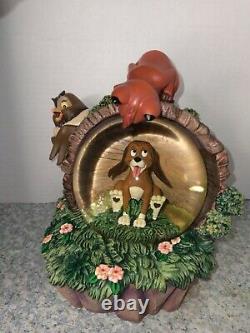 Rare Disney The Fox And The Hound Snow Globe with le pin and box and foam insert
