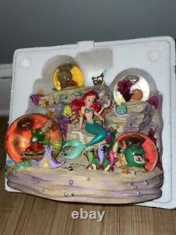 Rare Disney The Little Mermaid Snow Globe Musical Under The Sea Music Box Mint