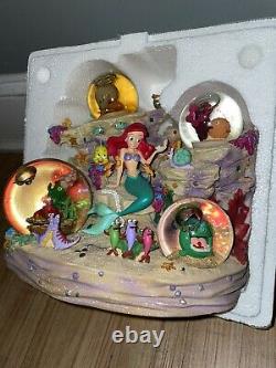 Rare Disney The Little Mermaid Snow Globe Musical Under The Sea Music Box Mint