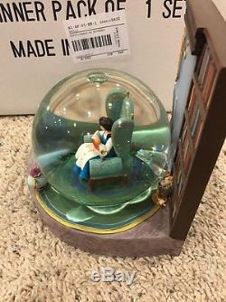 Rare Retired Disney Beauty and the Beast Double Bookend Snowglobes
