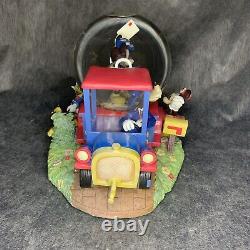 Rare Vintage Disney Mickey And Minnie Mouse Mail Truck Musical Snow Globe Goofy