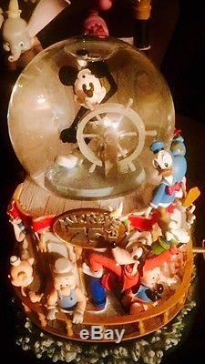 Rare Walt Disney Mickey Mouse steamboat 75th anniversary snowglobe