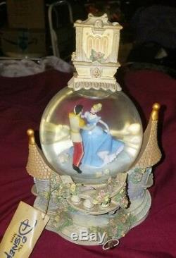 Retired rar Disney Cinderella so this is love Musical Light up Clock Snow Globe