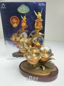 SUPER RARE Disney Store Snowglobe Fairies Tinkerbell Four globes Light Up with Box