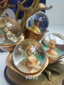 SUPER RARE Disney Store Snowglobe Fairies Tinkerbell Four globes Light Up with Box