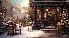 Snow Falling In Cozy Porch Coffee Shop Ambience With Sweet Jazz Music Winter U0026 Blizzard 24 7