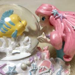 Tokyo Disney Little Mermaid Ariel & Flounder Snow Globe Disney Store RARE JAPAN