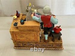 VTG Disney Geppetto's Workshop Pinocchio Musical Snow Globe w Original Box Rare
