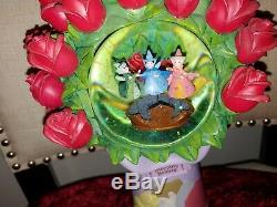 Very Rare Disney Sleeping Beauty Rose Flowers Bouquet Snow Globe