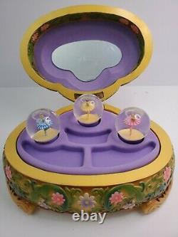 Vintage 1991 Disney Princess Jewelry Music Box with 3 Spinning Snow Globes