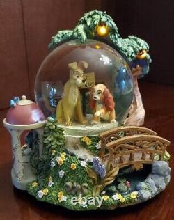 Vintage DISNEY's Lady and the Tramp Wet Cement Musical Snow Globe Bella Notte