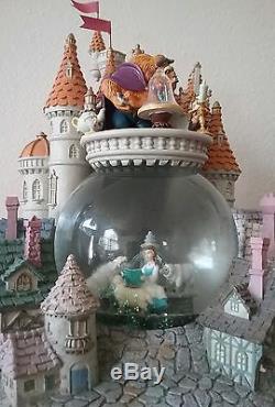 Vintage Disney BEAUTY AND THE BEAST Castle Snow Globe Statue 12 H Music & Light