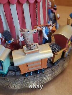 Vintage Disney Flying Dumbo Train Snow Globe Plays Casey Junior Tune Pre-owned