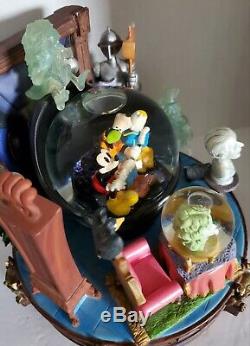 Vintage Disney Haunted Mansion Mickey, Goofy, & Donald Musical Snow Globe RARE